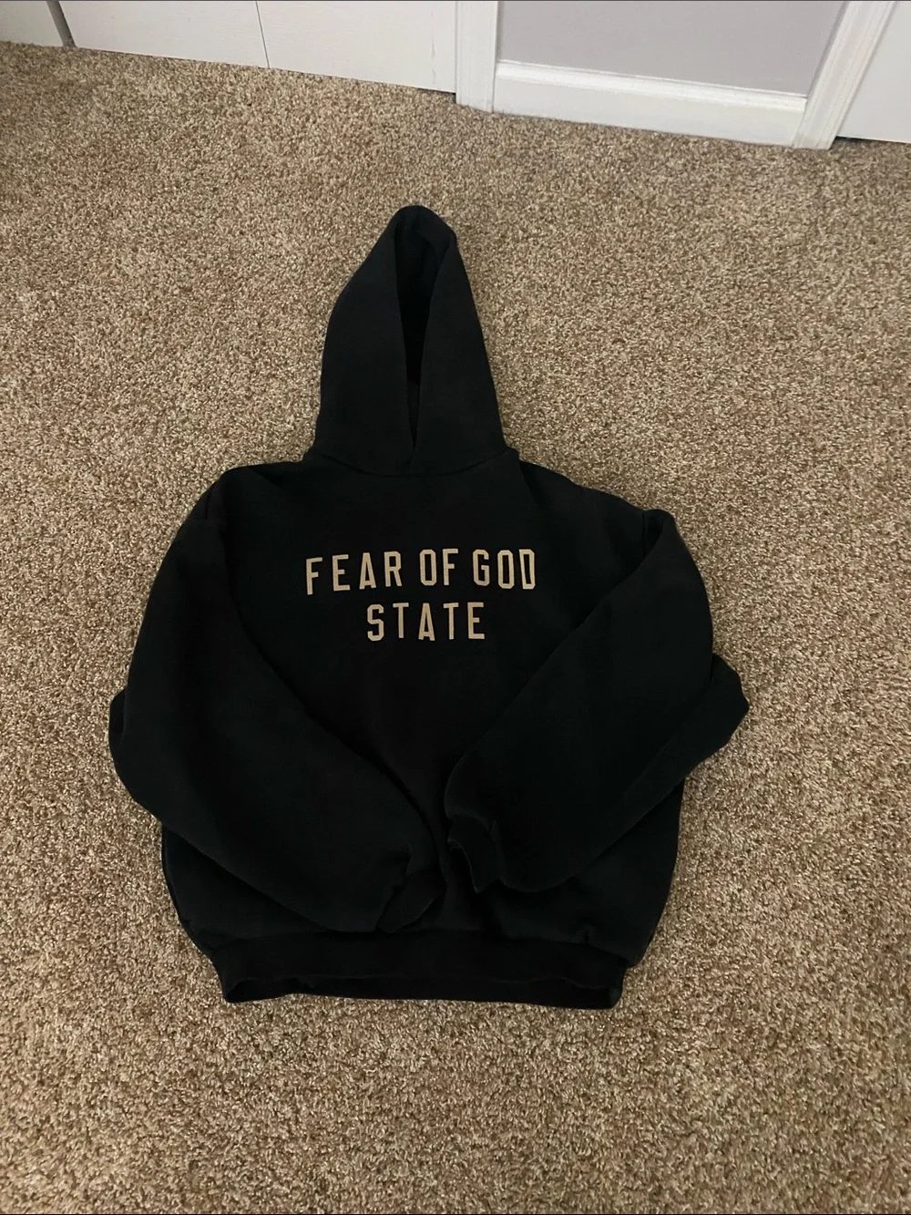 Fear of God Black Hoodie with Gold Lettering - Kids